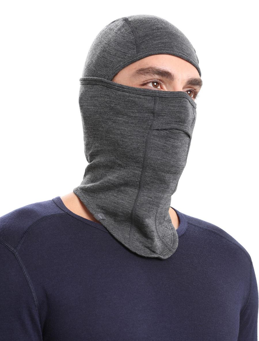 Jet Heather Icebreaker Unisex Merino Apex Balaclava Men's Headband | AU 1081QMAZ